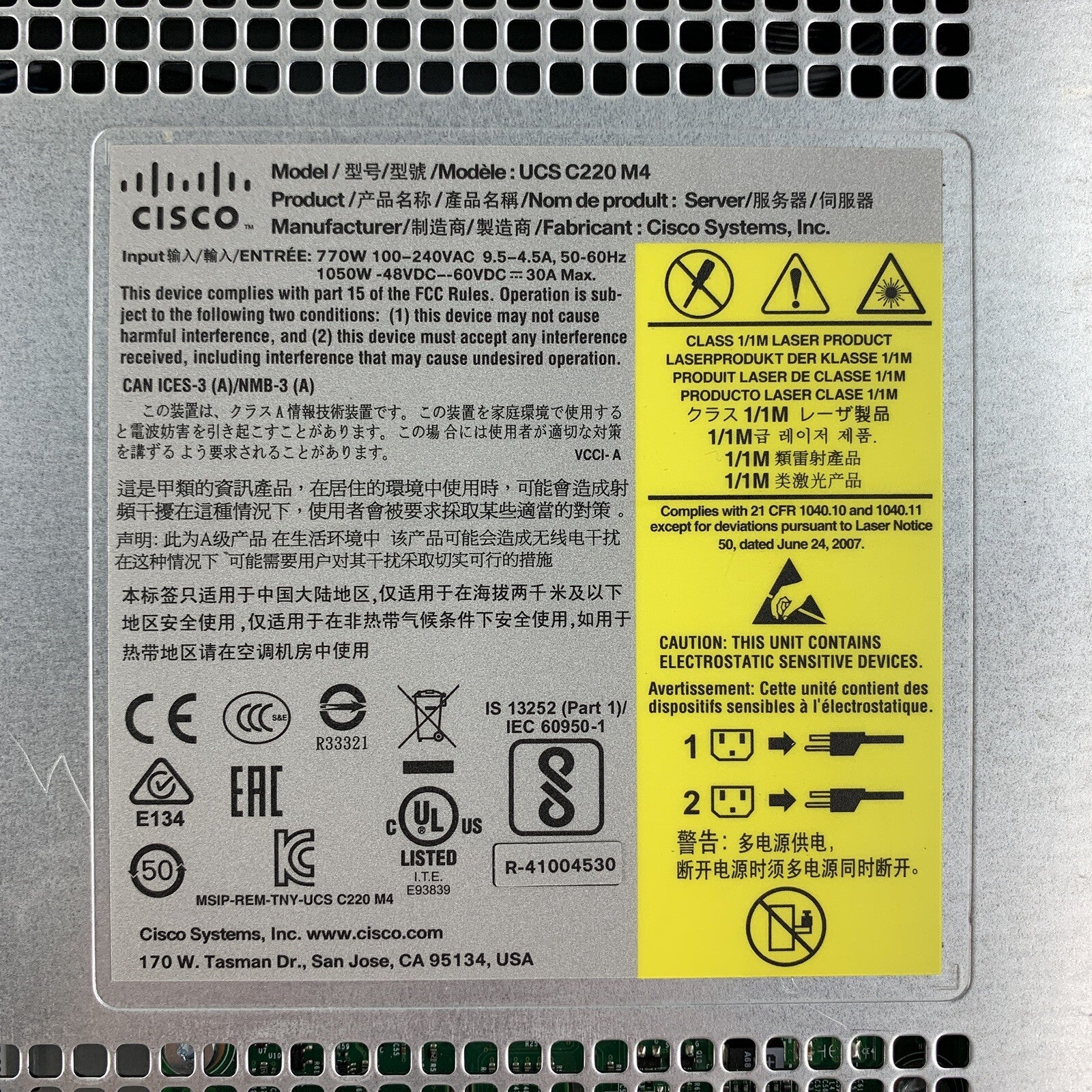 Cisco UCS C220 M4 Server 2x Xeon E5-2609V3 1.9 GHz 64 GB Ram No OS No HDD