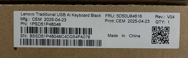 Lenovo 1PSD51P47999 1PSD51P48046 Traditional Keyboard USB AI Black Lot of 4