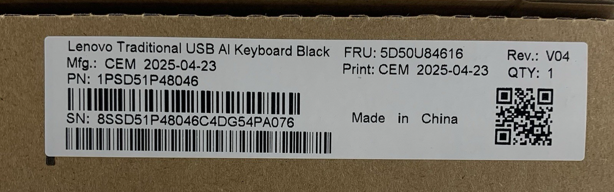 Lenovo 1PSD51P47999 1PSD51P48046 Traditional Keyboard USB AI Black Lot of 47