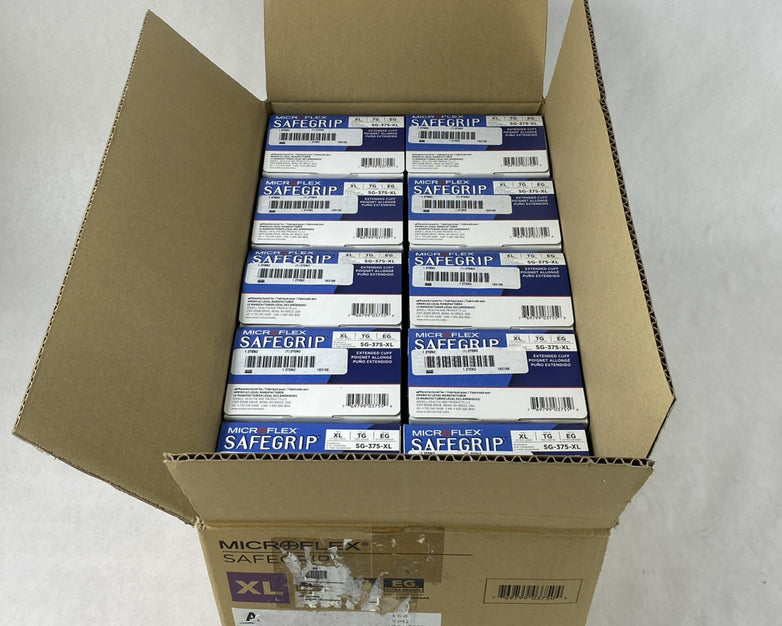 Ansell Microflex SafeGrip SG-375-XL Latex Exam Gloves Extra Large - 500 Count