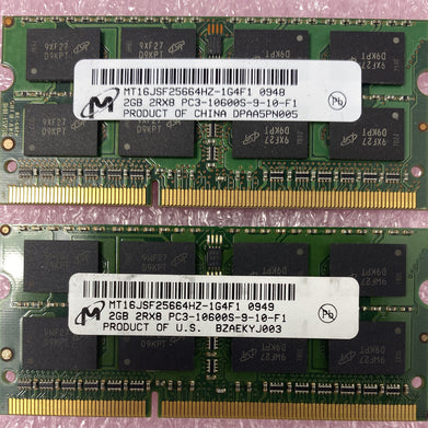 Lot( 2 ) 2GB Micron MT16JSF25664HZ-1G4F1 PC3-10600S DDR3 SO-DIMM 2Rx8 RAM