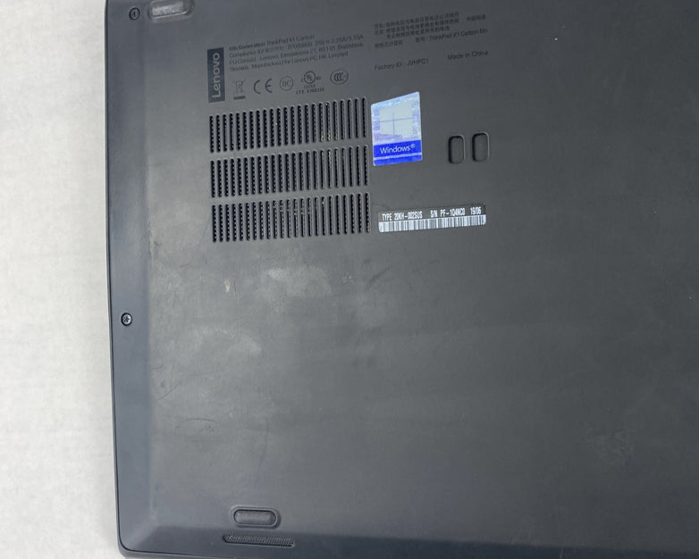 Lenovo ThinkPad X1 Carbon 6th Gen i5-8250U 1.6GHz 8GB RAM 14" No Batt. No HDD/OS