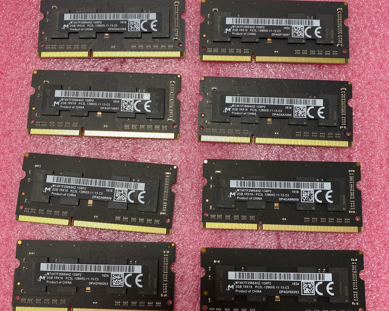 8x 2GB Micron 1RX16 memory PC3L-12800S-11-13-C3 MT4KTF25664HZ-1G6P2