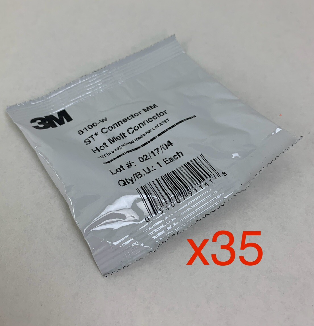3M 6100-W Hot Melt ST MM Jacketed Fiber Connector New Lot of 35