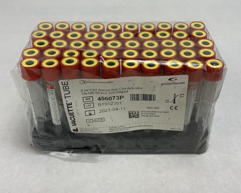 Vacuette 456073P 5ml CAT Serum Sep Clot Activator 13x100 50pcs Non-Ridged Tubes