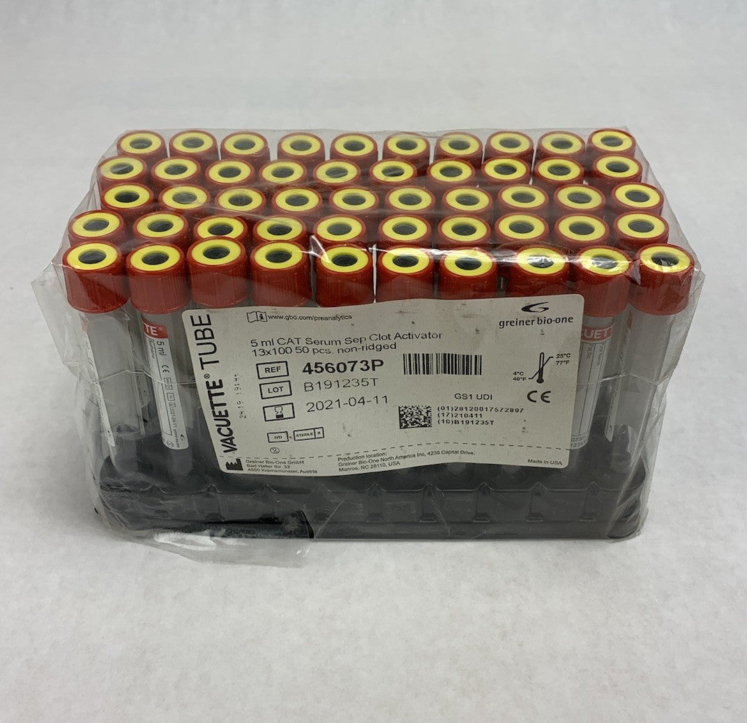 Vacuette 456073P 5ml CAT Serum Sep Clot Activator 13x100 50pcs Non-Ridged Tubes