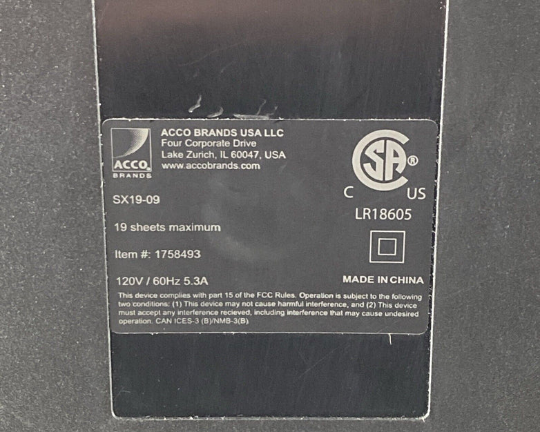 Swingline SX19-09 Super Cross-Cut Jam Free Shredder SWI1758493