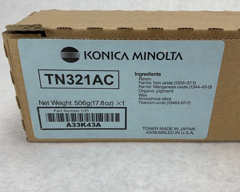 Konica Minolta TN321AC A33K43A Cyan Toner Cartridge - Open Box