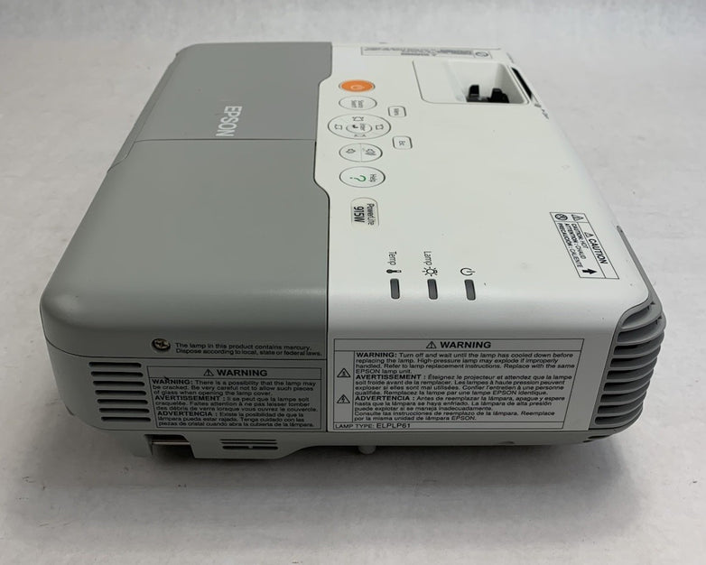 Epson H388A PowerLite 915W LCD Lamp Projector 2014 Lamp Hours No Remote Loud Fan