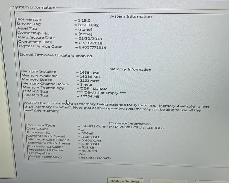 Dell Latitude 7480 14" Core i7-7600U 2.80 GHz 16 GB RAM No HDD No OS READ