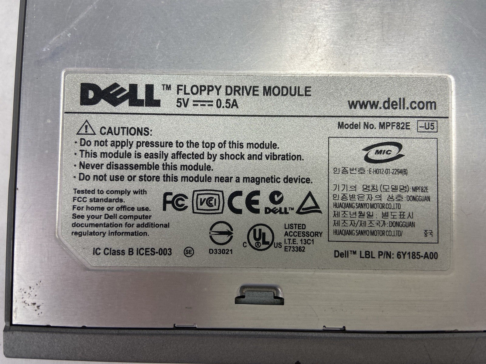 Dell 3.5" Floppy Drive Module Model 6Y185-A00