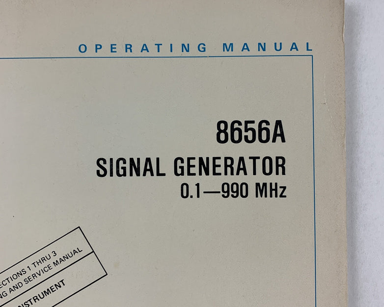 HP 8656A Signal Generator Operating Manual 0.1-990 MHZ