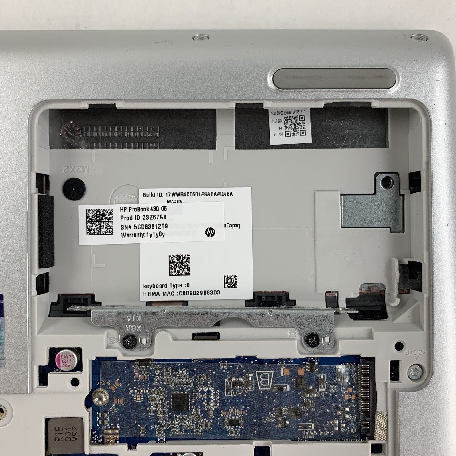 HP ProBook 430 G5 14" i5-7200U 2.5 GHz 8 GB Ram No OS No HDD No Bottom Cover