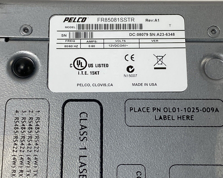 Pelco FT85081SSTR 8 Channel Video TX Single Mode Fiber Transmitter