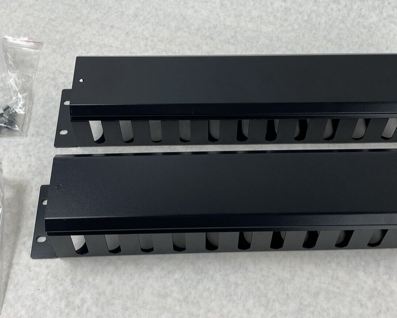 Lot of 2 Unbranded 19" Mountable Sturdy Steel Cable Manager w/ Screws