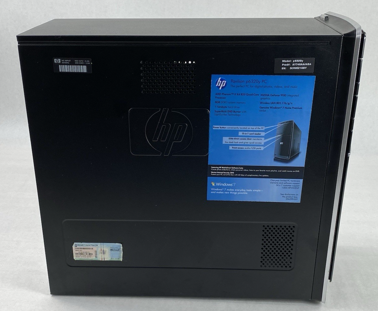 HP Pavilion P6320y MT AMD Phenom 2 x4 820 2.80GHz 4GB RAM No HDD No OS