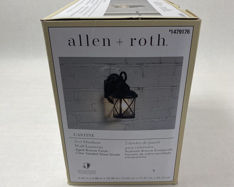 Allen Roth Outdoor Wall Lanterns #1479176 Aged Bronze Finish 2-Ct