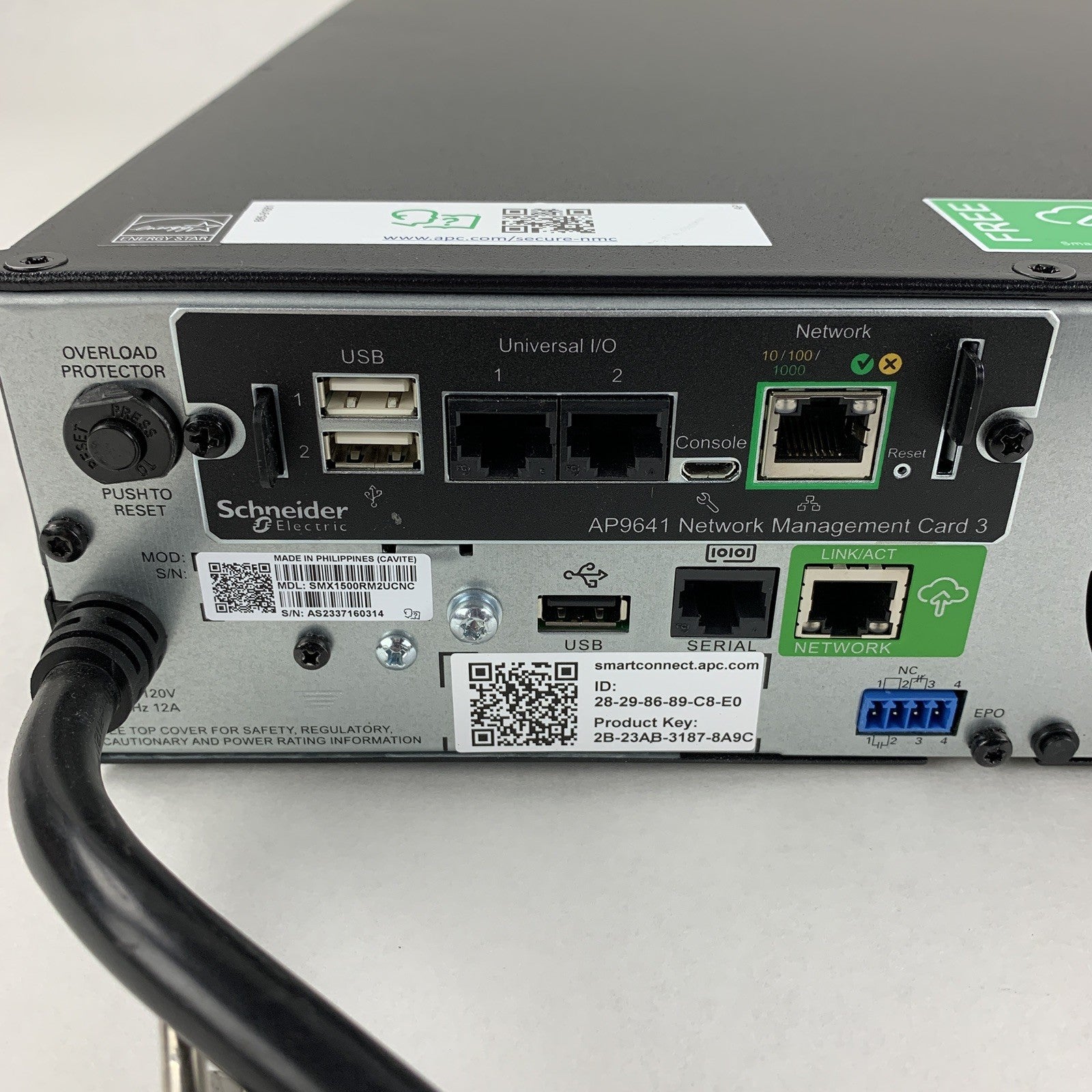 APC SMX1500RM2UCNC Battery Backup UPS w/ AP9641 No Batt No Caddy No FacePlate