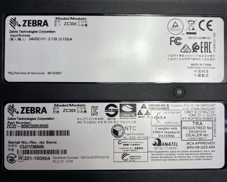 Zebra ZC300 Dual-Sided ID Card Printer P/N ZC32-000C000US0 - Parts or Repair
