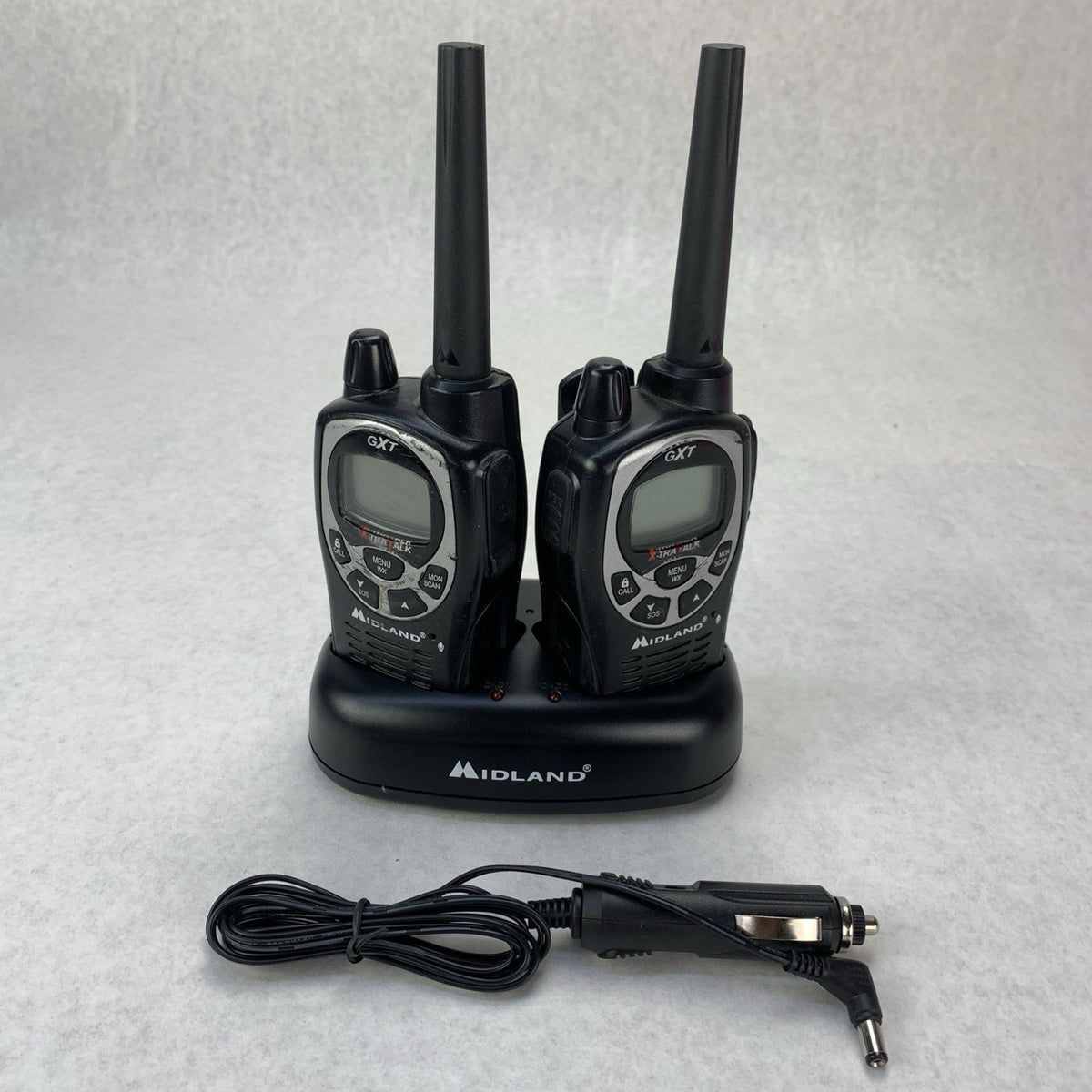 Midland GXT1000 GMRS 2-Way Radio Set of 2 Charge base Car Adapter - No Batteries1