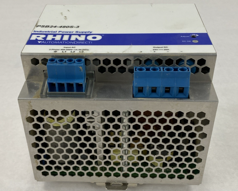 Rhino PSB24-480S-3 Input 3PH 400-500V 1A Output 24V 20A Industrial Power Supply
