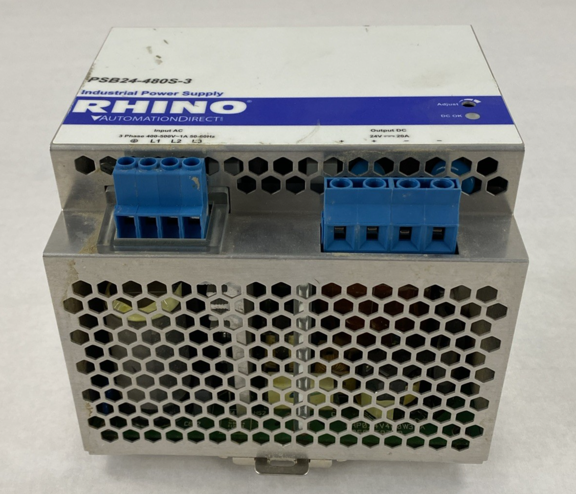 Rhino PSB24-480S-3 Input 3PH 400-500V 1A Output 24V 20A Industrial Power Supply