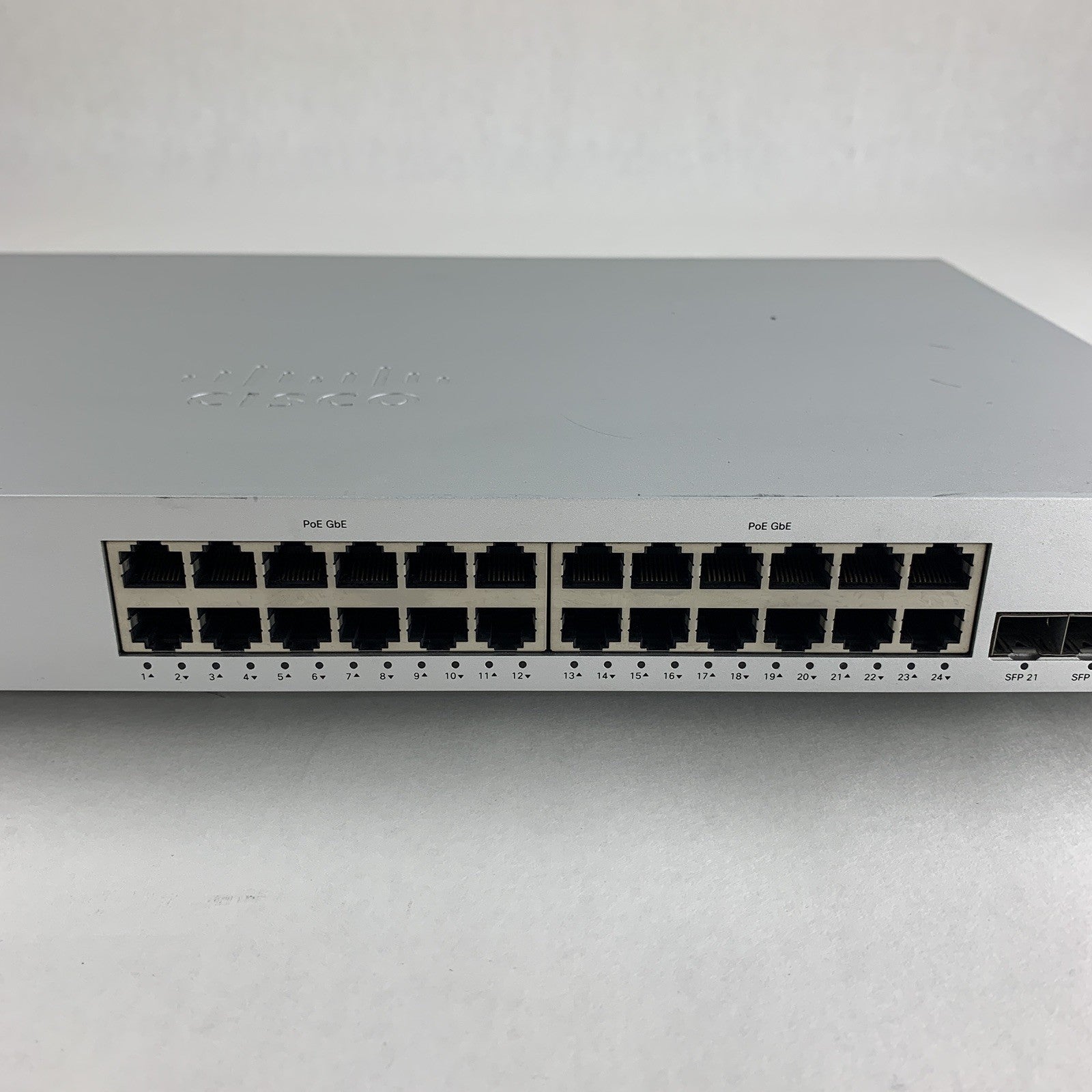 Meraki Cisco MS220-24P 24-Port Gigabit PoE+ Network Managed Switch Tested Reset
