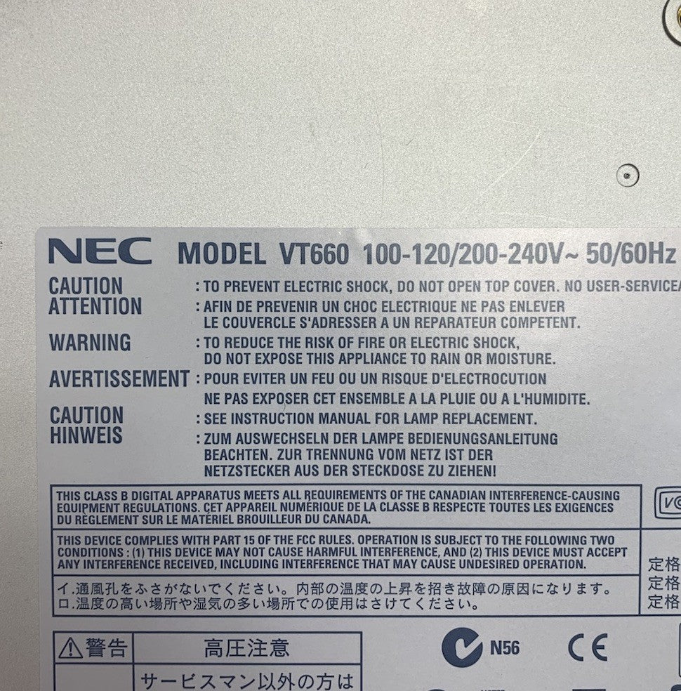 NEC VT660 LCD Lamp Projector 553 Lamp Hours - No Remote8