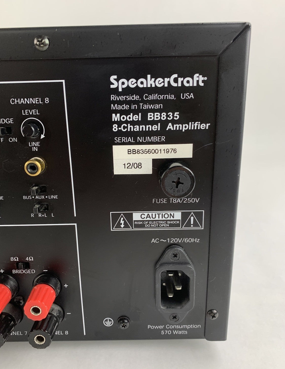 SpeakerCraft BB835 8-Channel Amplifier - Tested8
