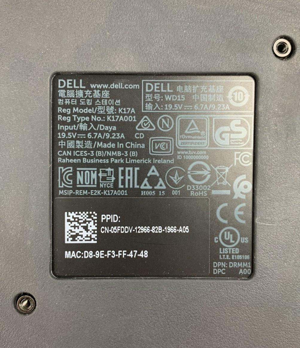 Dell WD15 K17A001 USB-C Docking Station No AC Adapter (Lot of 4)10