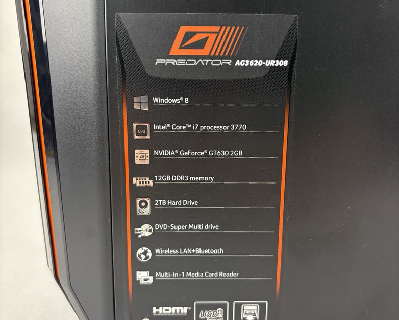 Acer Predator G3620 Desktop i7-3770 3.4 GHz 12 GB Ram No OS No HDD No TPM