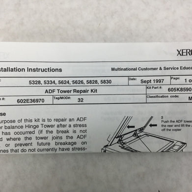 Xerox 605K08590 ADH Tower Repair