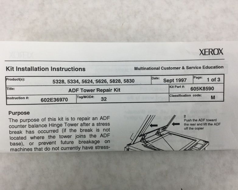 Xerox 605K08590 ADH Tower Repair