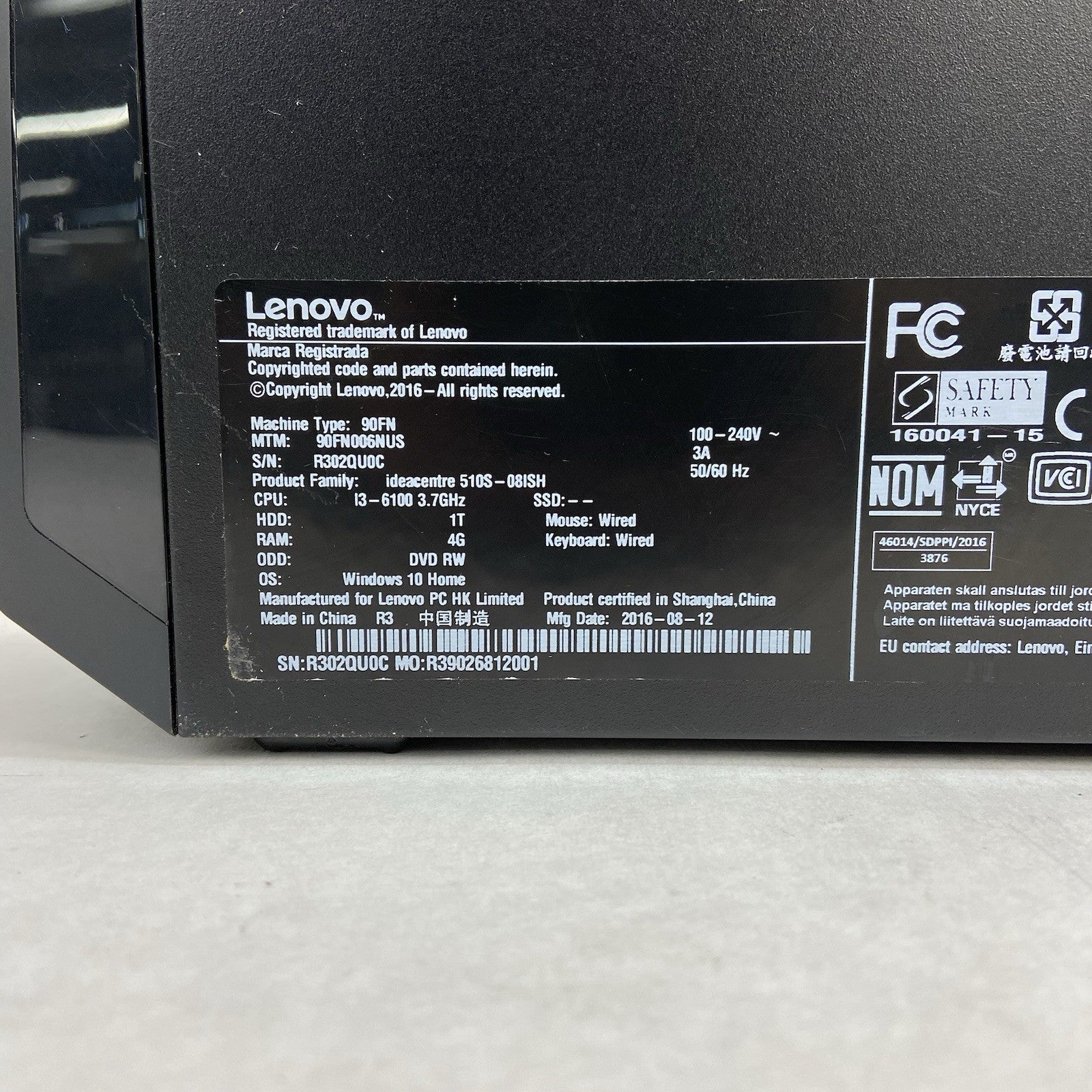 Lenovo ideaCentre 510s-08ISH SFF Intel Core i3-6100 3.7Ghz 4GB RAM NO HDD/OS4