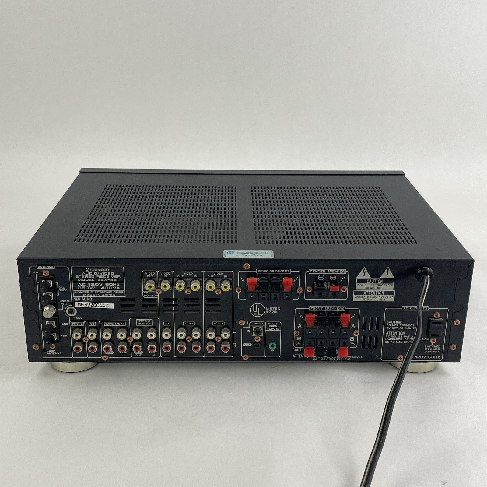 Pioneer VSX-451 Audio Video Stereo Receiver For Parts No Output5