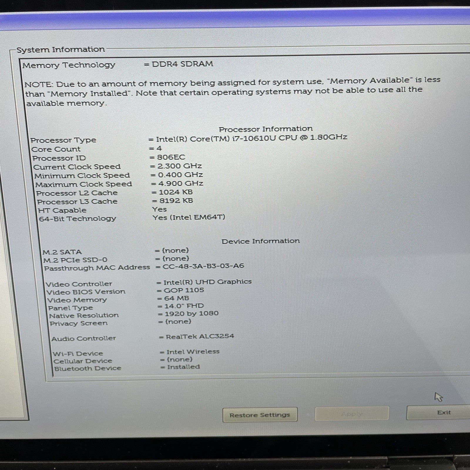 Dell Latitude 7410 14" i7-10610U 1.80 GHz 16 GB RAM No SSD/OS/AC/Batt- Scratches3