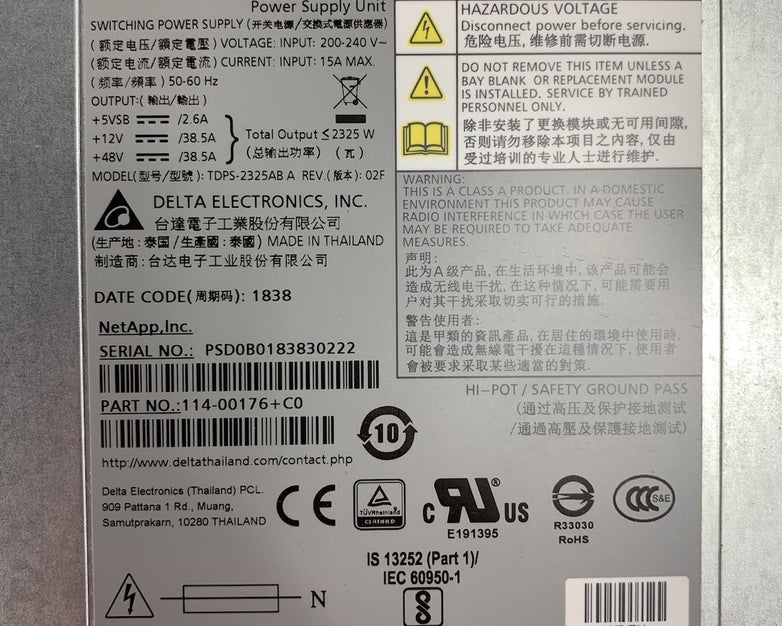 Delta Electronics TDPS-2325AB A REV: 02F Switching Power Supply
