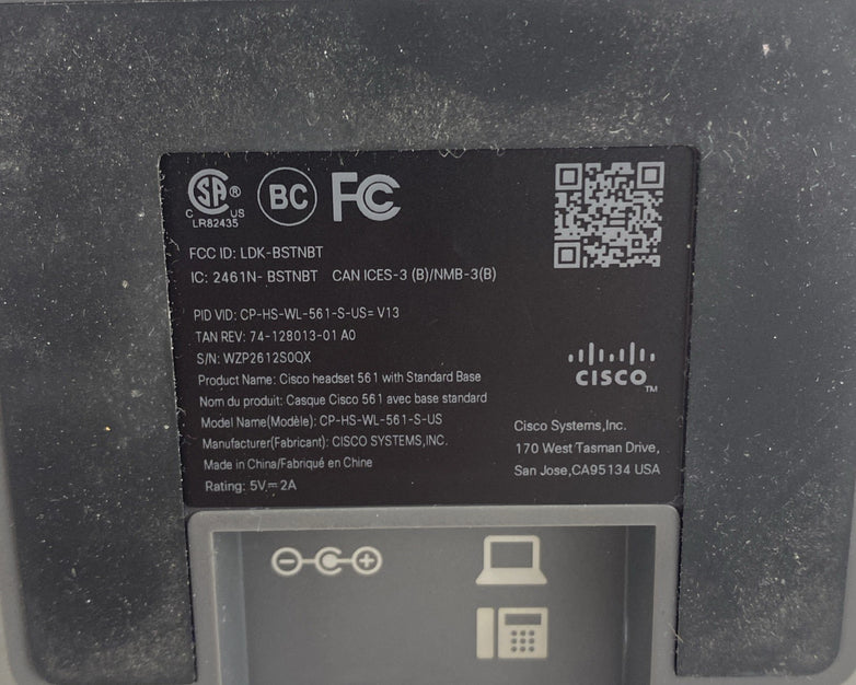 Cisco CP-HS-WL-561-S-US Wireless headset No Power Cord Untested