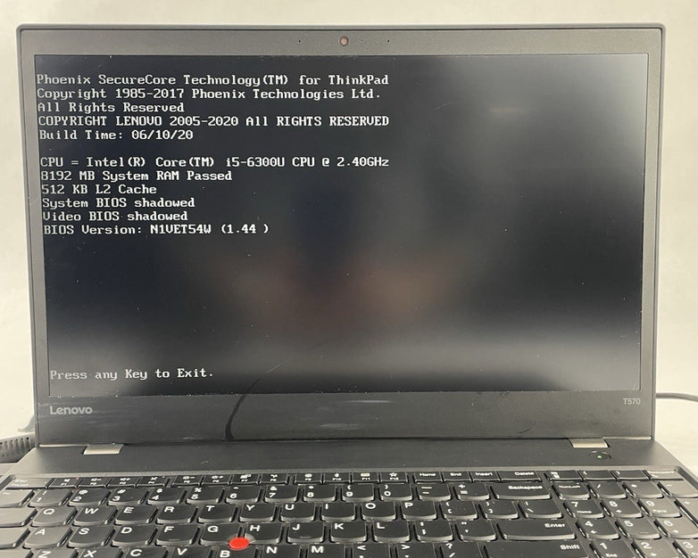 Lenovo ThinkPad T570 Core i3-6300U 2.40GHz 8GB RAM 15.6" No HDD No OS No Battery