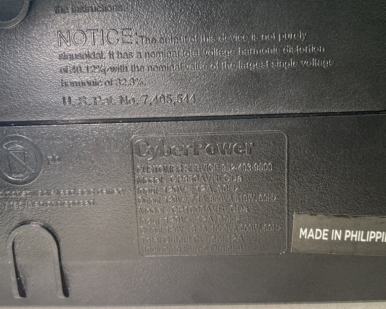 CyberPower CP1000AVRLCDa 1000VA 600W 9 Outlets 4 Surge 120V Tested Needs Battery