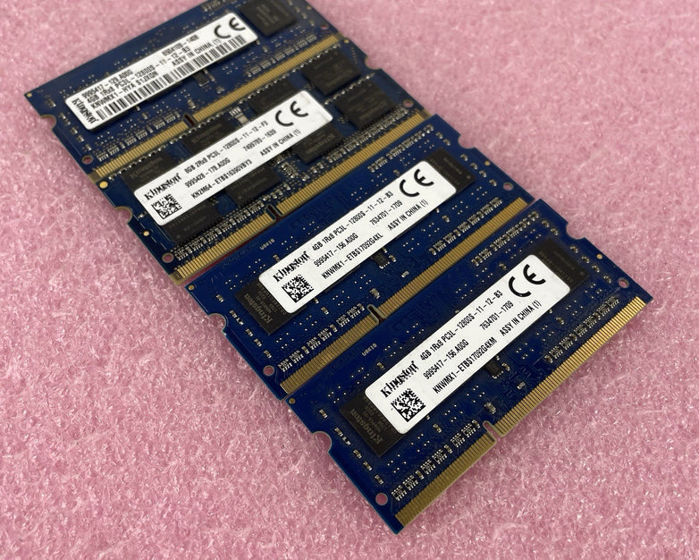 Kingston 4GB DDR3L-1600 PC3L-12800S SODIMM Laptop RAM Mixed P/N Lot of 4