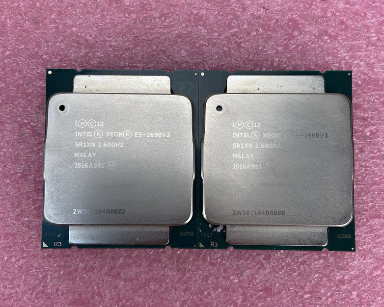 Matched Pair of Intel Xeon E5-2690V3 SR1XN 2.6GHz Server Processors