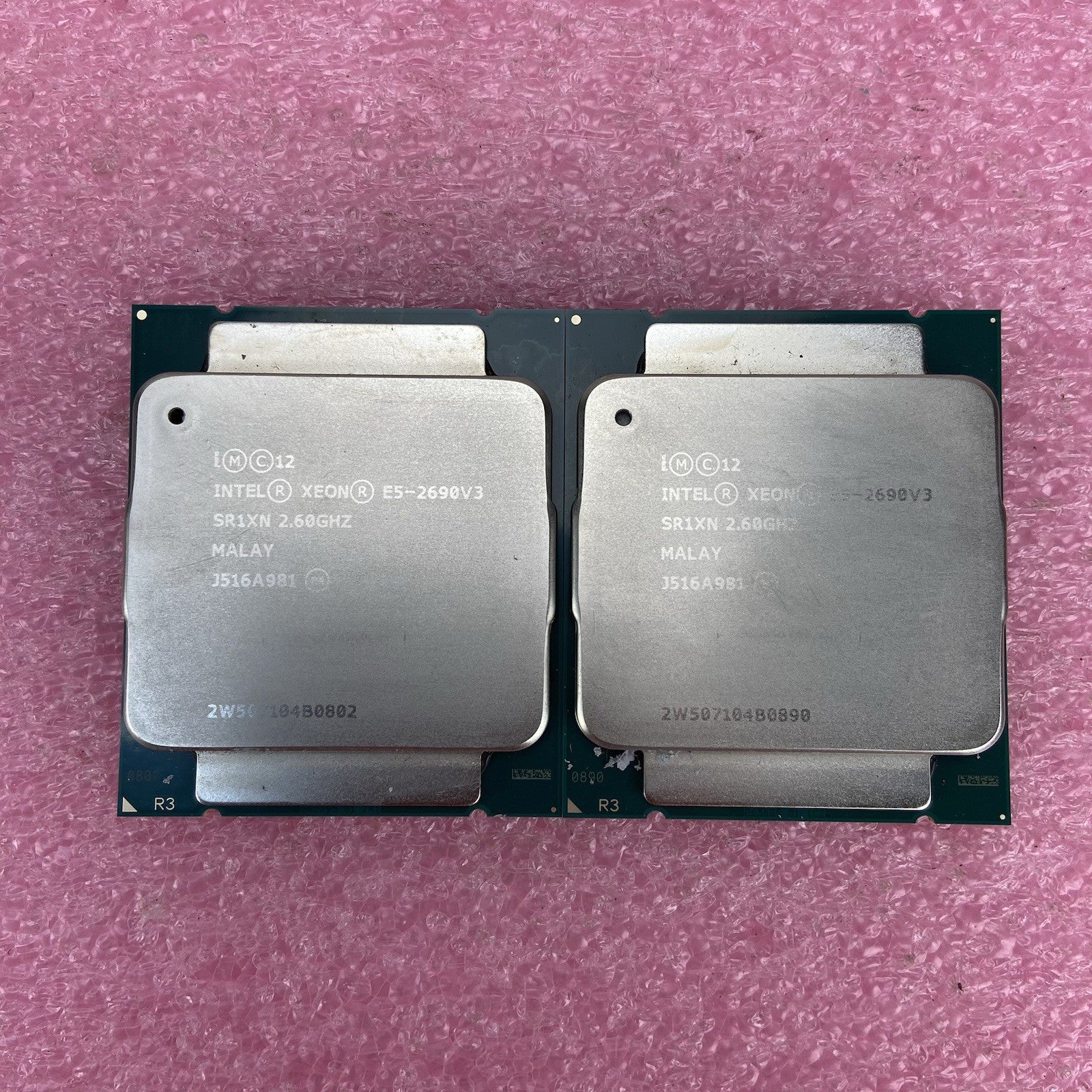 Matched Pair of Intel Xeon E5-2690V3 SR1XN 2.6GHz Server Processors 6