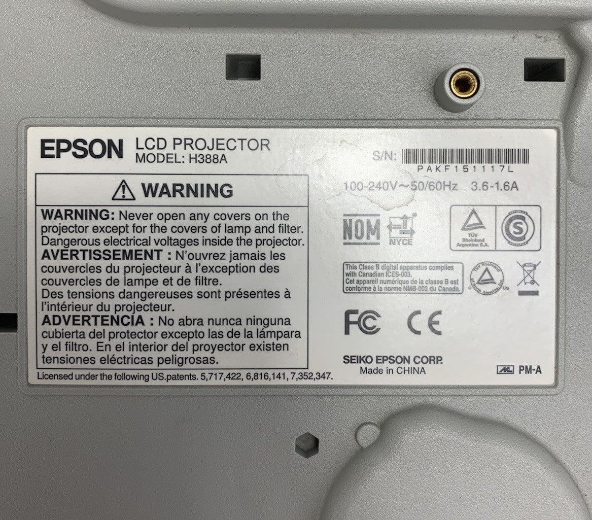 Epson H388A PowerLite 915W LCD Lamp Projector 81 Lamp Hours No Remote9