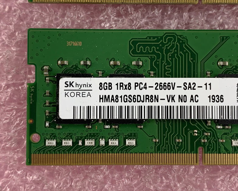 SK Hynix HMA81GS6CJR8N-VK 8 GB PC4-2666V DDR4 Laptop Memory RAM Lot of 3