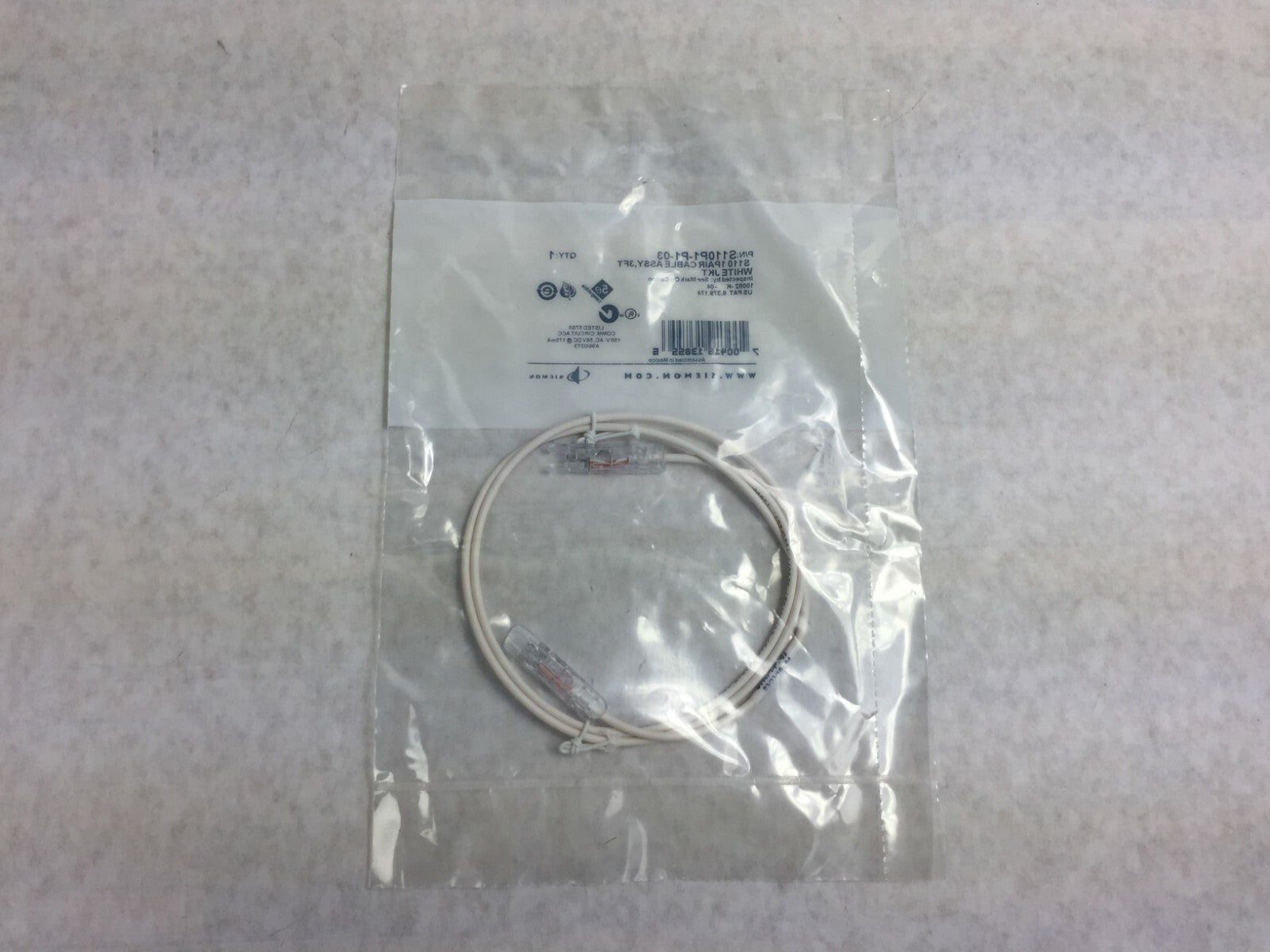 Seimens S110 Cable Assy  3 ft  S110P1-P1-03  White