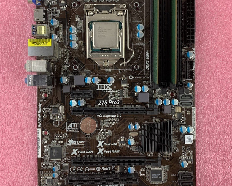ASRock Z75 Pro 3 Motherboard Intel Core i3-3220 3.3GHz 8GB RAM 2 Sticks