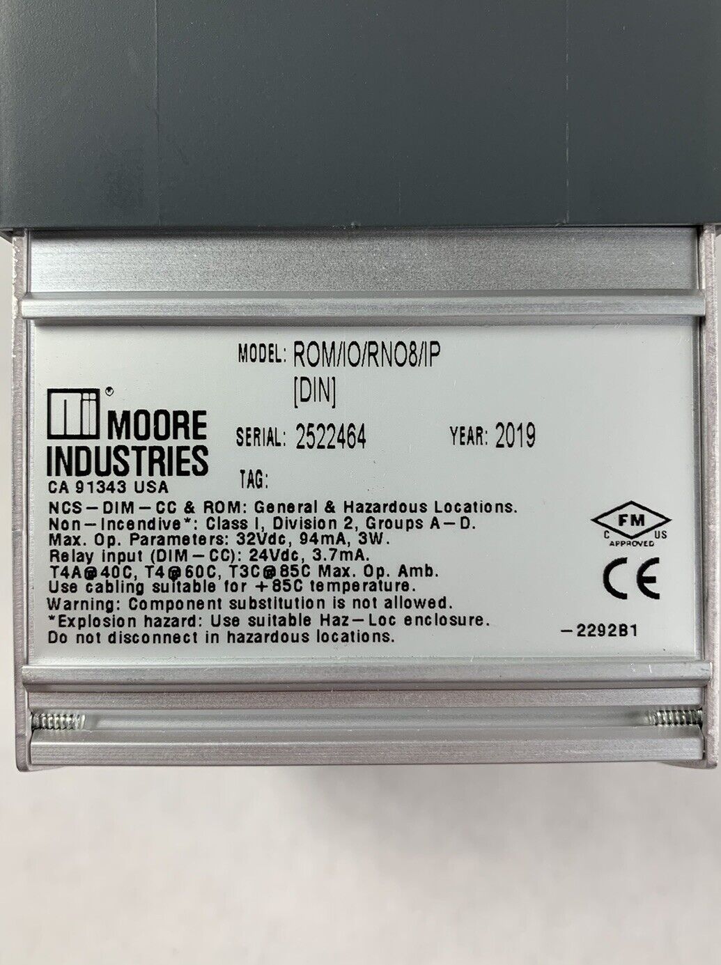Moore ROM-8 Relay Output Module ROM/IO/RNO8/IP