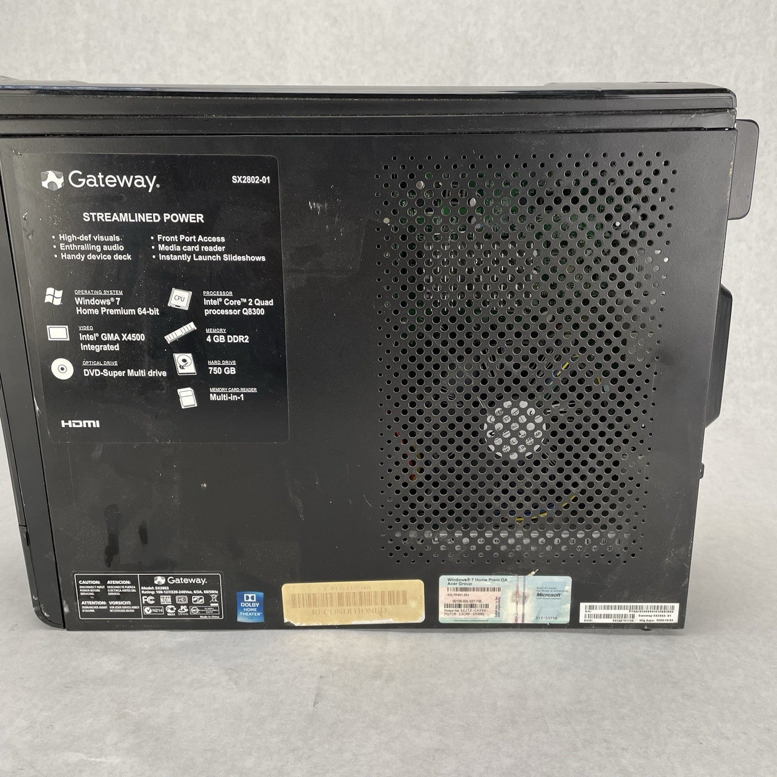 Gateway SX2802 SFF Core 2 Quad Q8300 2.50 GHz 4 GB RAM No HDD No OS