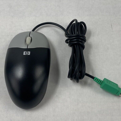 Lot of 6 HP MOAFKOA PS/2 Black and Silver Optical Scroll Wheel 3 Button Mouse